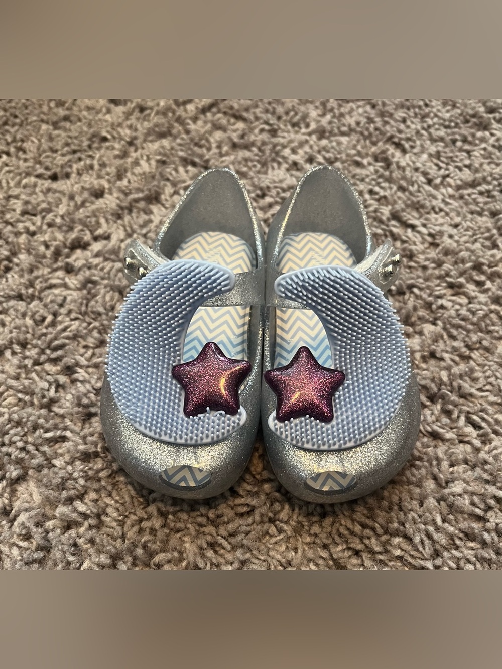 Mini Melissa Silver Glitter Moon & Star - Size 5